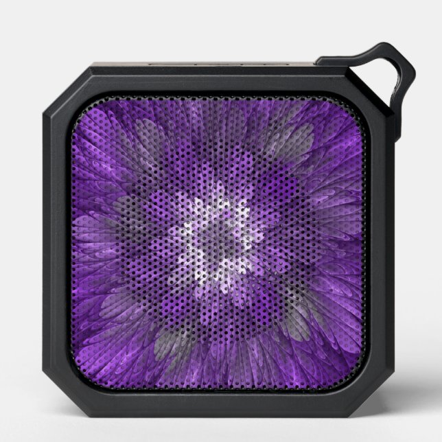 Psychedelic Purple Flower Abstract Fractal Art Bluetooth Speaker (Front)