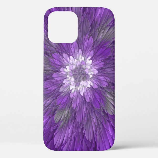 Psychedelic Purple Flower Abstract Fractal Art Case-Mate iPhone Case (Back)