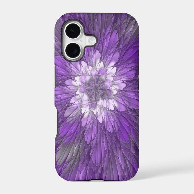 Psychedelic Purple Flower Abstract Fractal Art Case-Mate iPhone Case (Back)