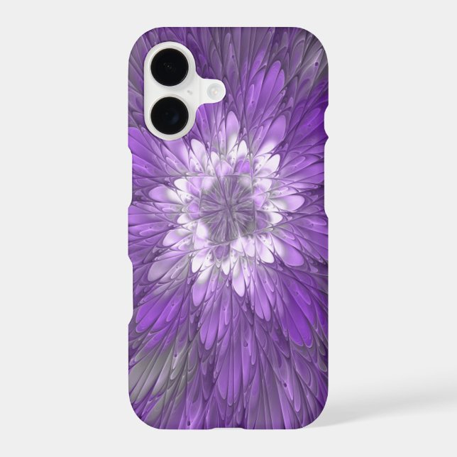 Psychedelic Purple Flower Abstract Fractal Art Case-Mate iPhone Case (Back)