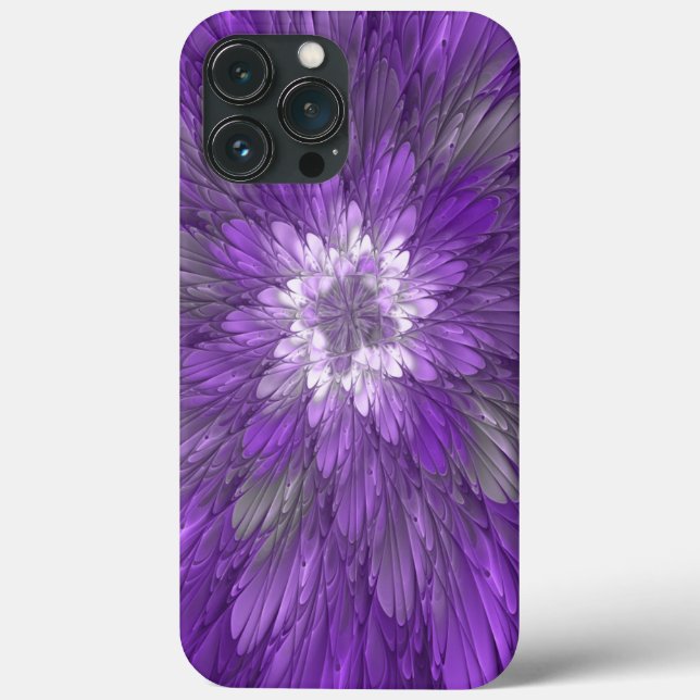 Psychedelic Purple Flower Abstract Fractal Art Case-Mate iPhone Case (Back)
