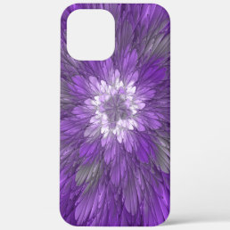 Psychedelic Purple Flower Abstract Fractal Art iPhone 12 Pro Max Case