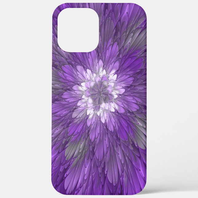 Psychedelic Purple Flower Abstract Fractal Art Case-Mate iPhone Case (Back)