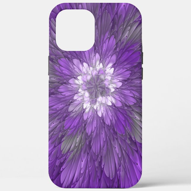 Psychedelic Purple Flower Abstract Fractal Art Case-Mate iPhone Case (Back)