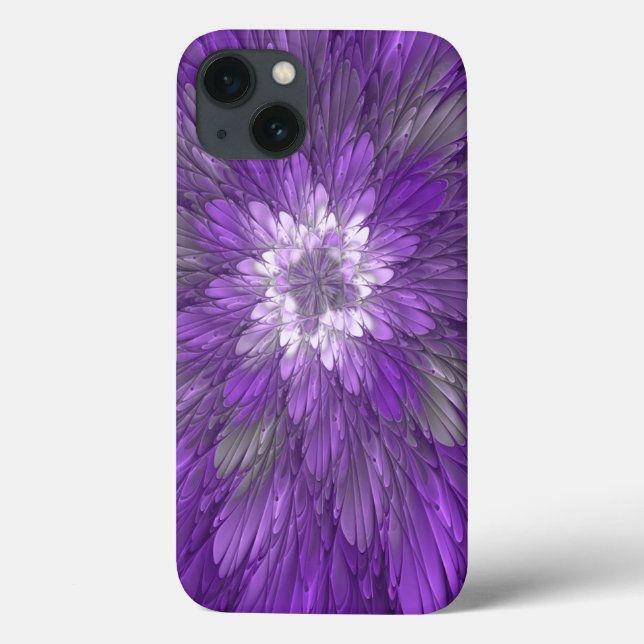 Psychedelic Purple Flower Abstract Fractal Art Case-Mate iPhone Case (Back)