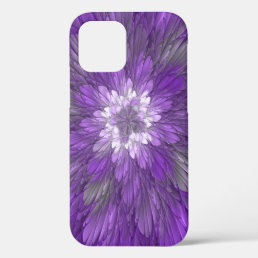 Psychedelic Purple Flower Abstract Fractal Art iPhone 12 Case