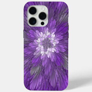 Psychedelic Purple Flower Abstract Fractal Art iPhone 15 Pro Max Case