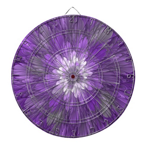 Psychedelic Purple Flower Abstract Fractal Art Dart Board