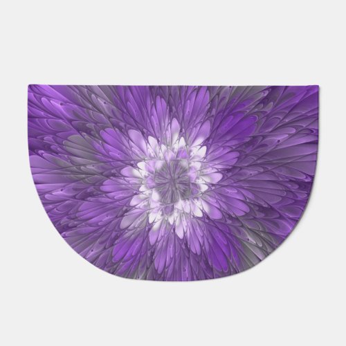 Psychedelic Purple Flower Abstract Fractal Art Doormat
