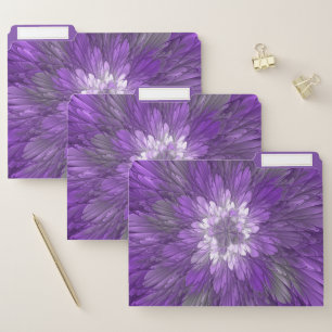 Psychedelic Purple Flower Abstract Fractal Art File Folder