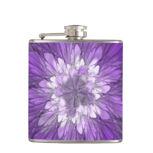 Psychedelic Purple Flower Abstract Fractal Art Flask