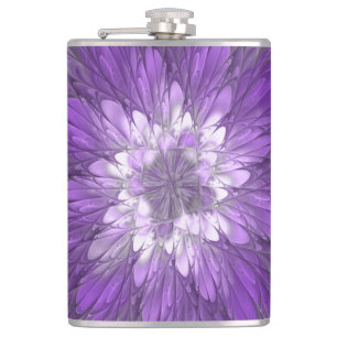 Psychedelic Purple Flower Abstract Fractal Art Flask