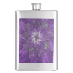 Psychedelic Purple Flower Abstract Fractal Art Flask