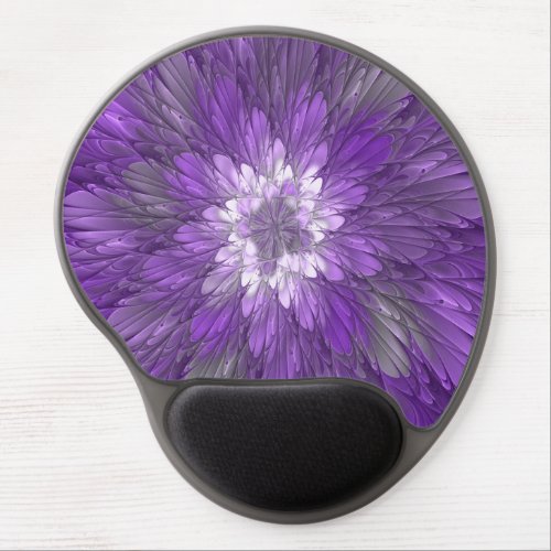 Psychedelic Purple Flower Abstract Fractal Art Gel Mouse Pad