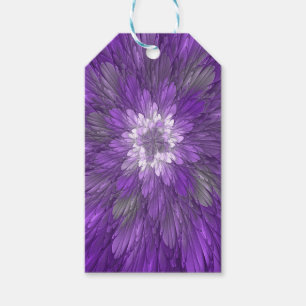 Psychedelic Purple Flower Abstract Fractal Art Gift Tags