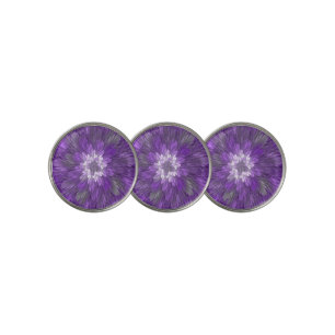 Psychedelic Purple Flower Abstract Fractal Art Golf Ball Marker