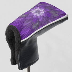 Psychedelic Purple Flower Abstract Fractal Art Golf Head Cover