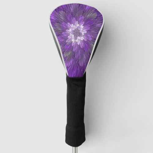 Psychedelic Purple Flower Abstract Fractal Art Golf Head Cover