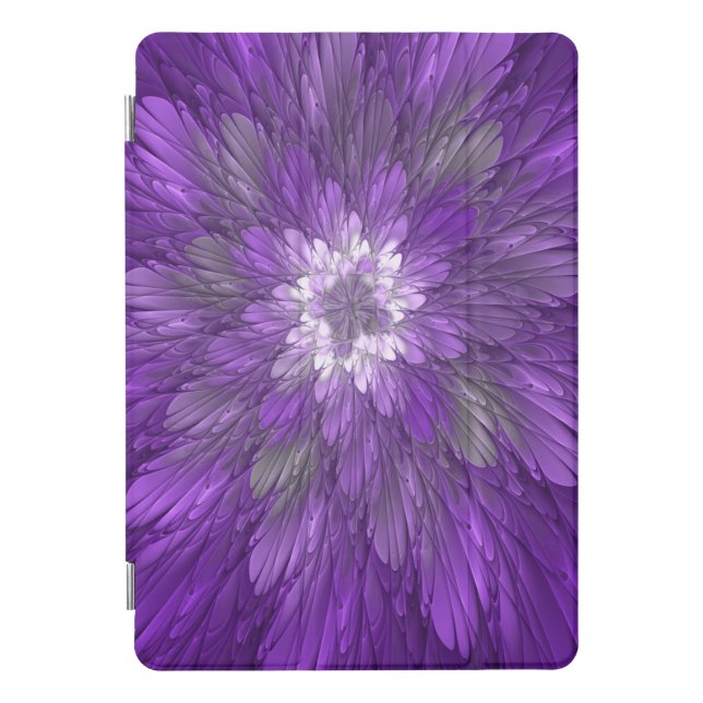 Psychedelic Purple Flower Abstract Fractal Art iPad Pro Cover (Front)