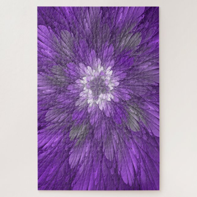 Psychedelic Purple Flower Abstract Fractal Art Jigsaw Puzzle (Vertical)