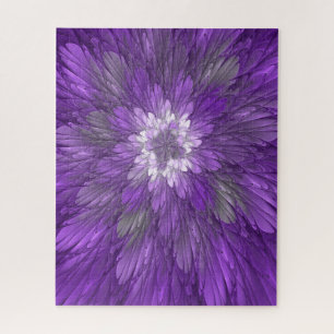 Psychedelic Purple Flower Abstract Fractal Art Jigsaw Puzzle