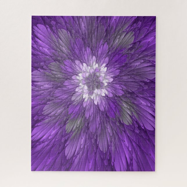 Psychedelic Purple Flower Abstract Fractal Art Jigsaw Puzzle (Vertical)