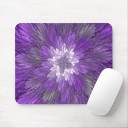 Psychedelic Purple Flower Abstract Fractal Art Mouse Pad