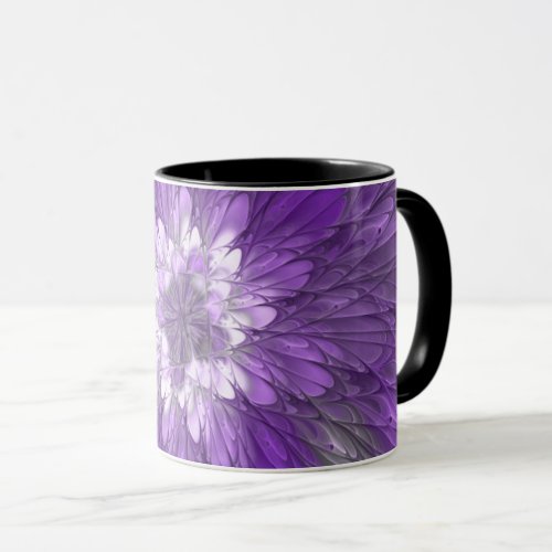 Psychedelic Purple Flower Abstract Fractal Art Mug