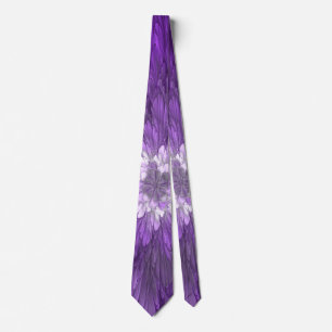 Psychedelic Purple Flower Abstract Fractal Art Neck Tie