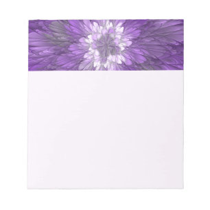 Psychedelic Purple Flower Abstract Fractal Art Notepad