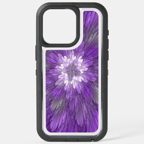 Psychedelic Purple Flower Abstract Fractal Art iPhone 15 Pro Max Case