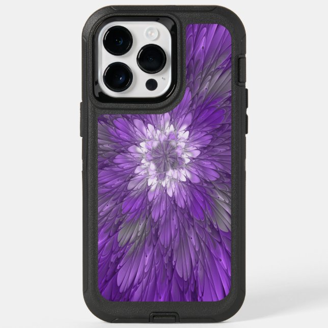 Psychedelic Purple Flower Abstract Fractal Art Otterbox iPhone Case (Back)