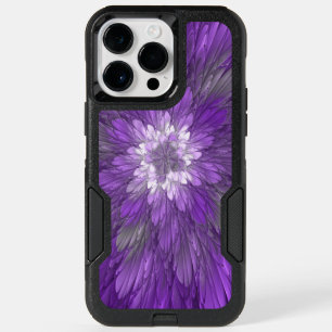 Psychedelic Purple Flower Abstract Fractal Art OtterBox iPhone 14 Pro Max Case