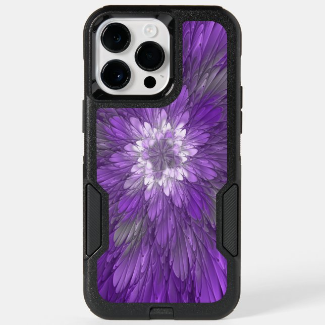 Psychedelic Purple Flower Abstract Fractal Art Otterbox iPhone Case (Back)