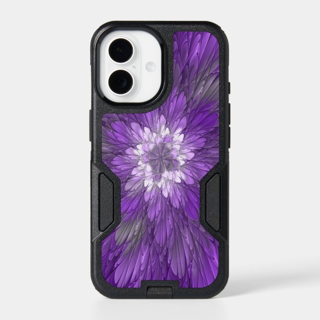 Psychedelic Purple Flower Abstract Fractal Art Otterbox iPhone Case (Back)