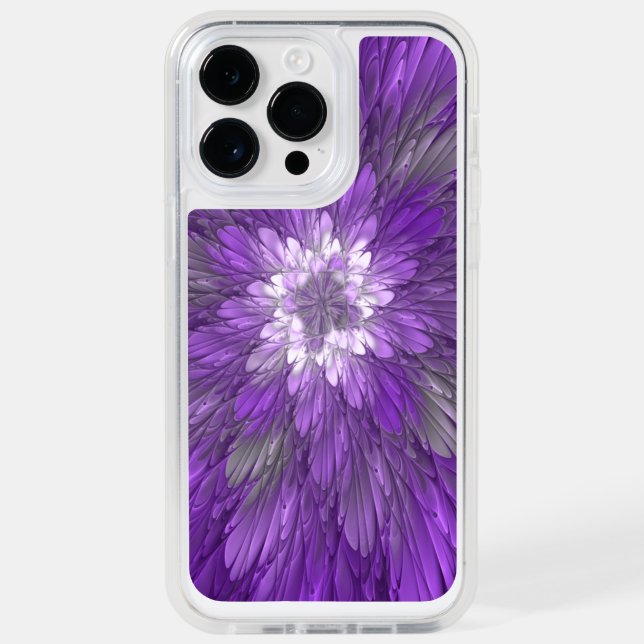 Psychedelic Purple Flower Abstract Fractal Art Otterbox iPhone Case (Back)