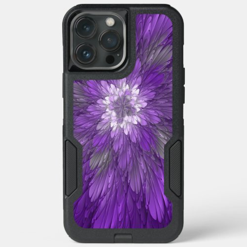 Psychedelic Purple Flower Abstract Fractal Art iPhone 13 Pro Max Case