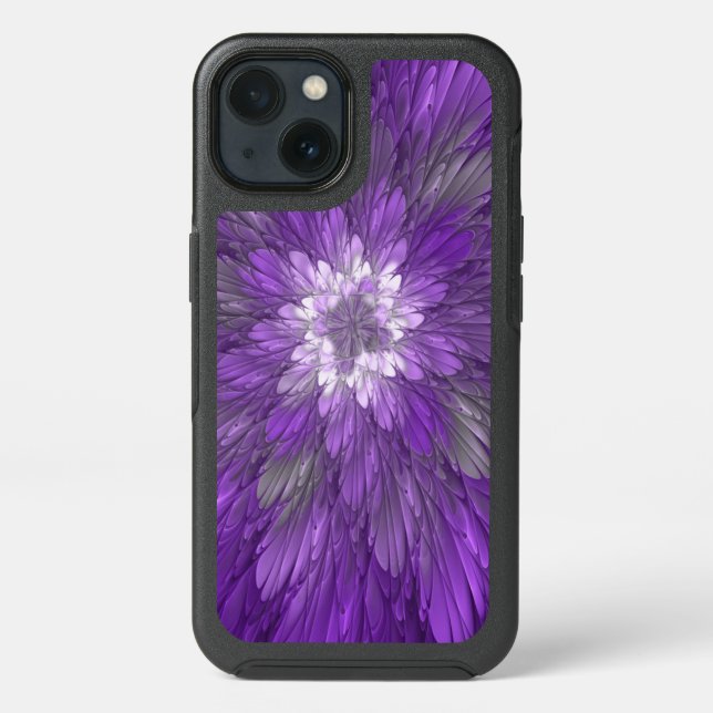 Psychedelic Purple Flower Abstract Fractal Art Otterbox iPhone Case (Back)
