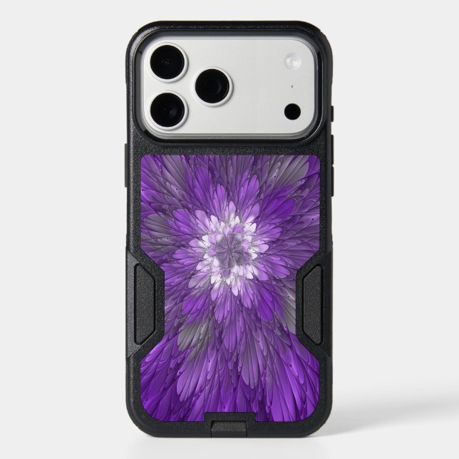 Psychedelic Purple Flower Abstract Fractal Art Otterbox iPhone Case (Back)