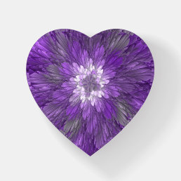 Psychedelic Purple Flower Abstract Fractal Art Paperweight