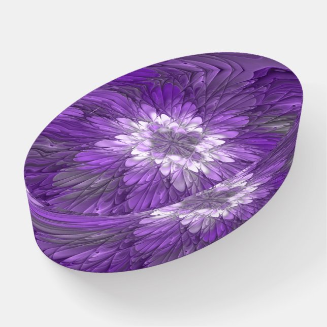 Psychedelic Purple Flower Abstract Fractal Art Paperweight (Angled)
