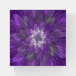 Psychedelic Purple Flower Abstract Fractal Art Paperweight