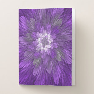 Psychedelic Purple Flower Abstract Fractal Art Pocket Folder