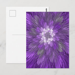 Psychedelic Purple Flower Abstract Fractal Art Postcard