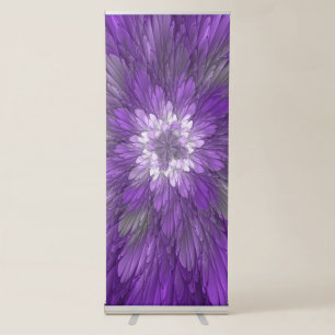 Psychedelic Purple Flower Abstract Fractal Art Retractable Banner