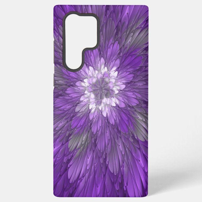 Psychedelic Purple Flower Abstract Fractal Art Samsung Galaxy Case (Back)
