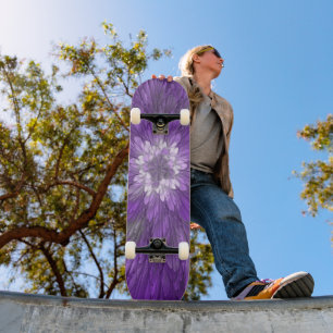 Psychedelic Purple Flower Abstract Fractal Art Skateboard