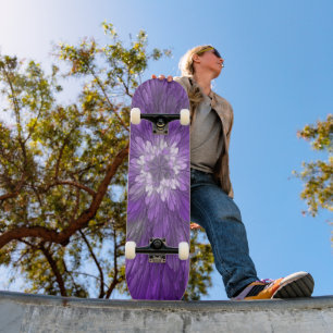Psychedelic Purple Flower Abstract Fractal Art Skateboard