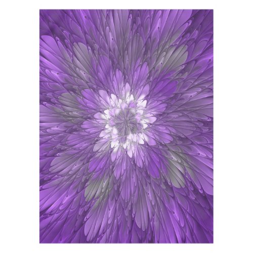 Psychedelic Purple Flower Abstract Fractal Art Tablecloth