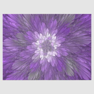 Psychedelic Purple Flower Abstract Fractal Art Tissue Paper